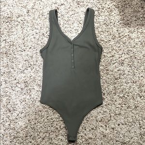 Ribbed bodysuit with snap crotch